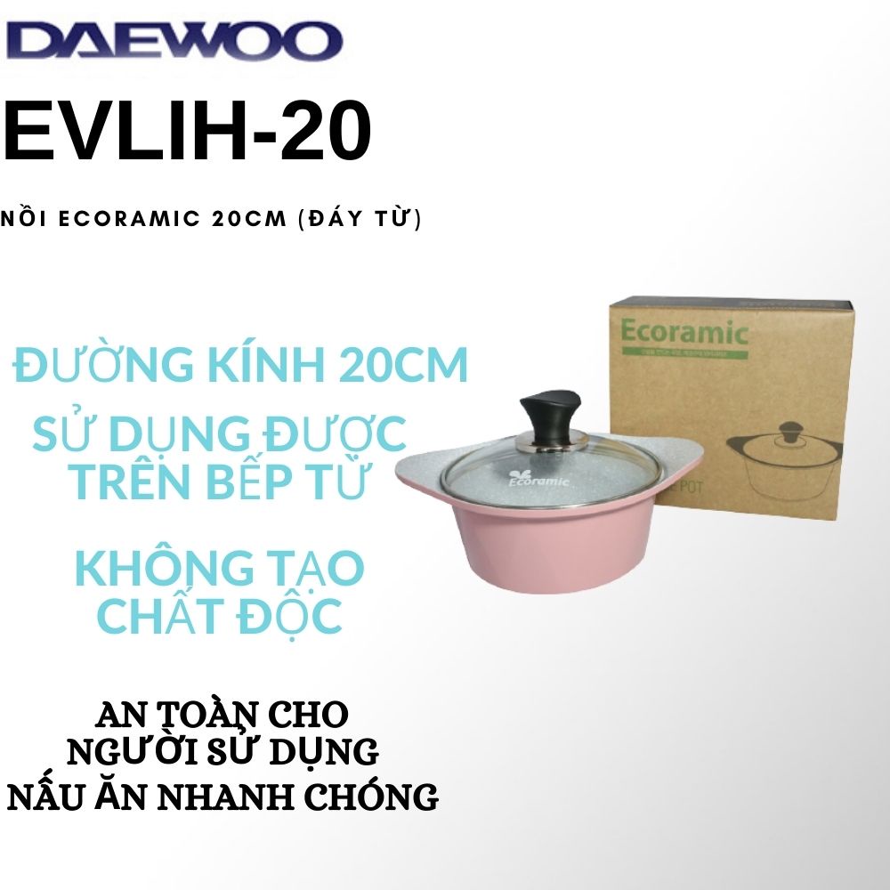 Nồi Ecoramic đáy từ 20cm (Hồng) EVLIH-20