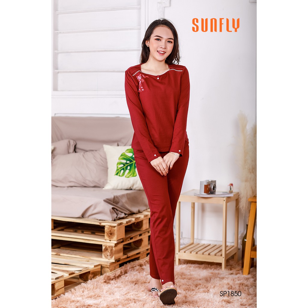 Bộ đồ mặc nhà áo tay dài, quần dài SUNFLY SP1850