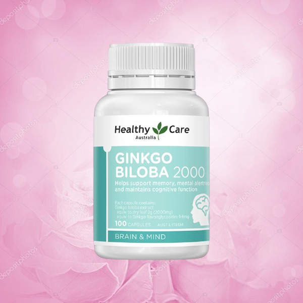 Viên bổ não (100v) tăng tuần hoàn máu não, trí nhớ cho bé từ 12 tuổi và người già Healthy Care Ginkgo Biloba 2000mg, Úc