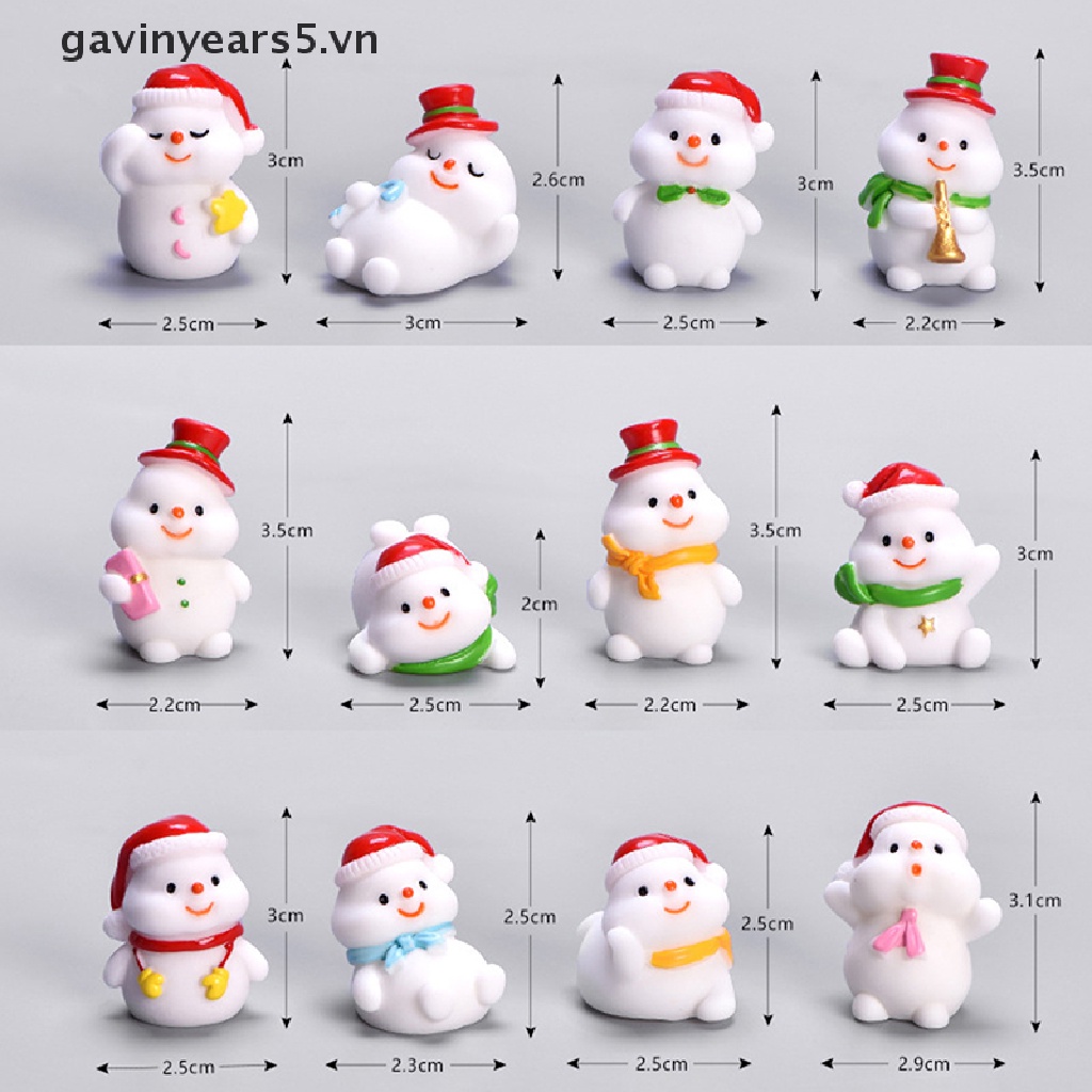 Set 4 Mô Hình Ông Già Noel / Người Tuyết Mini Bằng Nhựa Resin DIY
