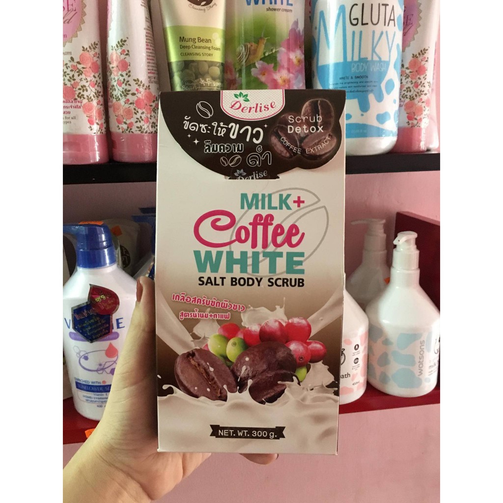 MUỐI TẮM BODY DERLISE MILK - COFFEE WHITE THÁI 300G CHÍNH HÃNG