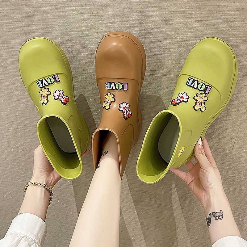 Ủng Đi Mưa Đế Dày Tăng Chiều Cao Chống Nước Thời Trang Mùa Hè Dễ Phối Đồ Cho Nữ