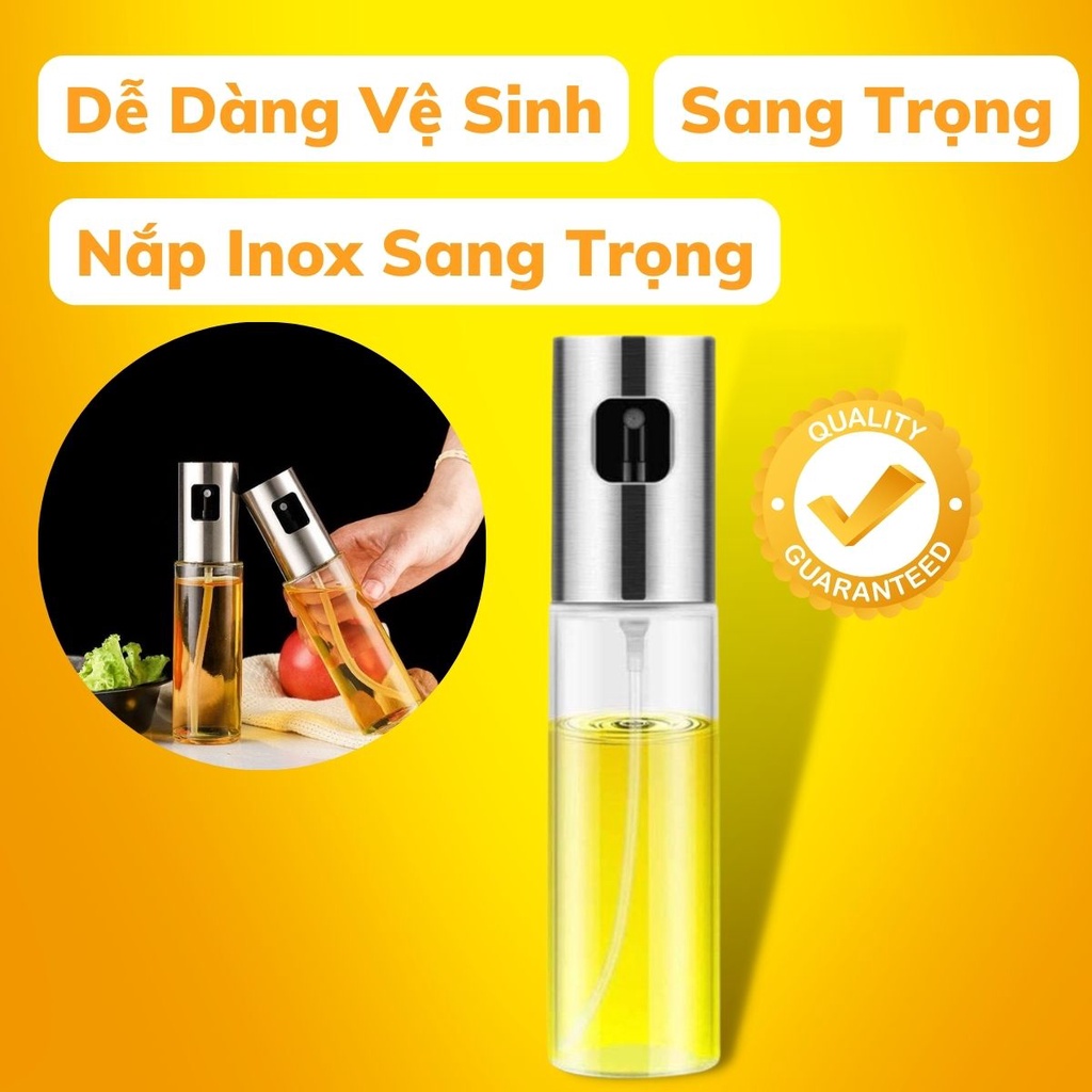 Bình xịt dầu ăn dạng phun sương cao cấp dung tích 100ml cho nồi chiên không dầu nắp inox siêu tiện lợi Luky_shop