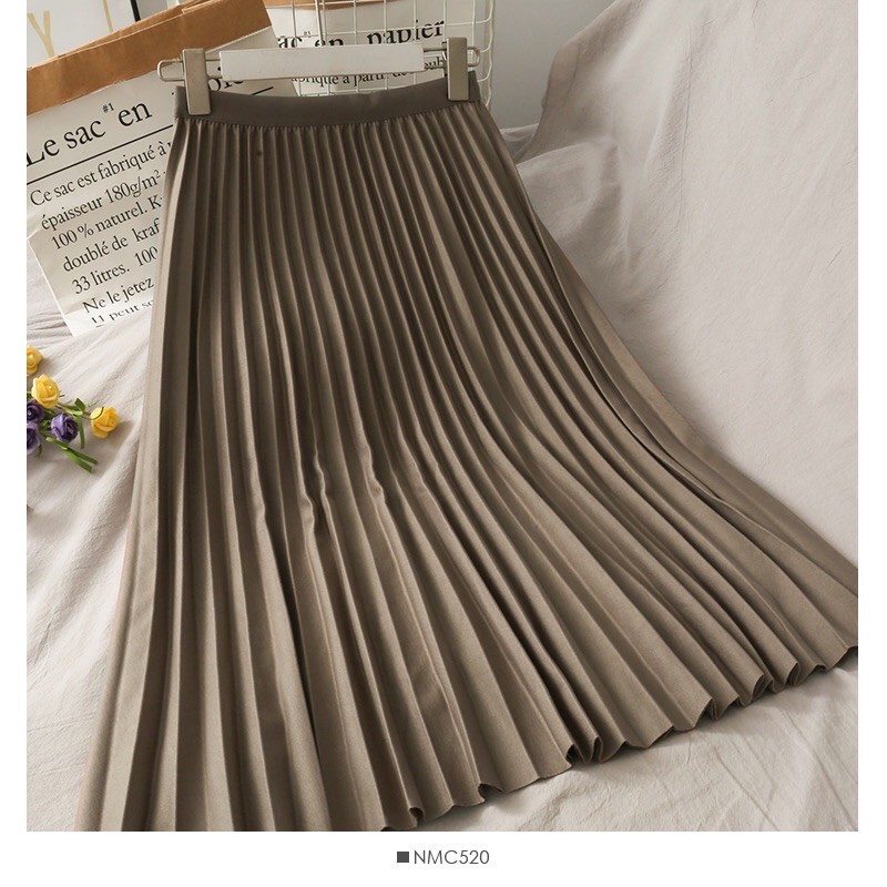 Chân váy li dài kaki đai thun | BigBuy360 - bigbuy360.vn