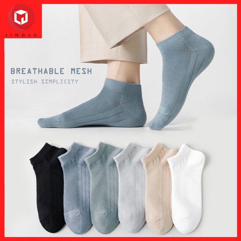 Vớ cotton Cổ Thấp Màu Trơn Thoáng Khí Thời Trang Cho Nam