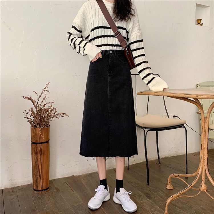 chân váy jean Lưng Cao Phong Cách Retro Cho Nữ | BigBuy360 - bigbuy360.vn