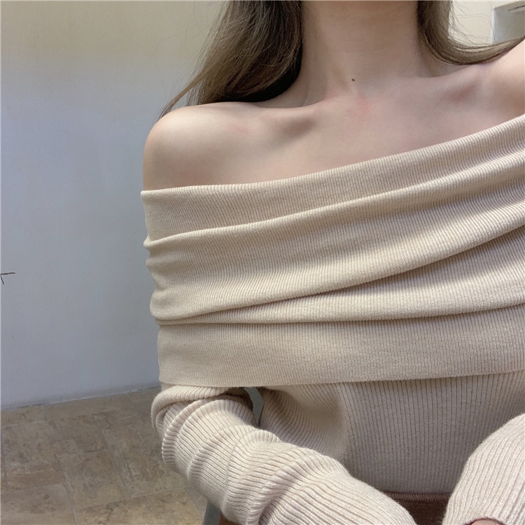 Áo trễ vai tay dài thun gân tôn dáng hot thu đông LAVILO A03