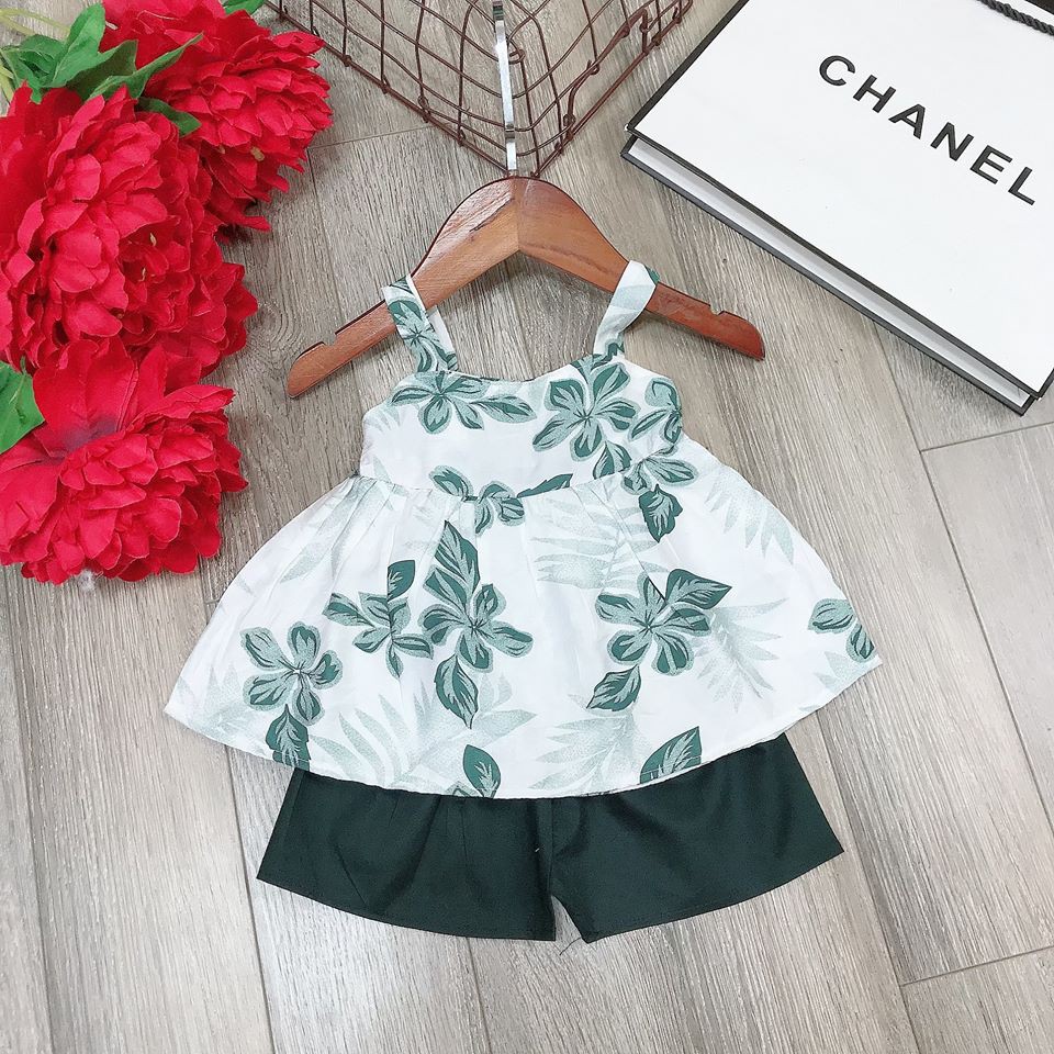 Bộ boil đũi 2 dây  ngày hè cho bé gái - BBD2D