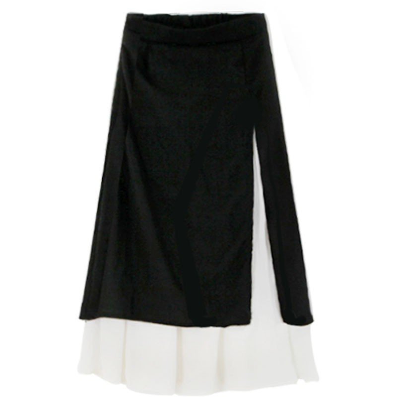 (ORDER) Chân váy MORAN dáng dài 2 lớp phối màu đen/trắng xòe tầng - Có ảnh thật