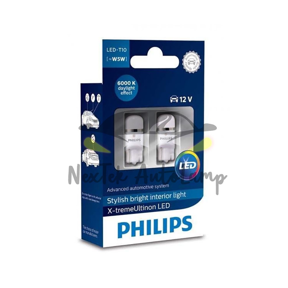 Philips X-treme Ultinon LED T10 W5W 6000K 6500K 8000K 12799 Tín hiệu trắng tín hiệu ánh sáng đỗ xe ánh sáng xe lùi nội thất chuyển sang phụ kiện xe hơi