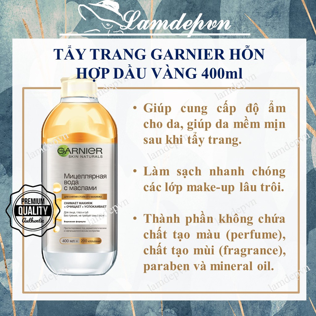 Tẩy Trang Garnier dầu vàng dành cho da make-up