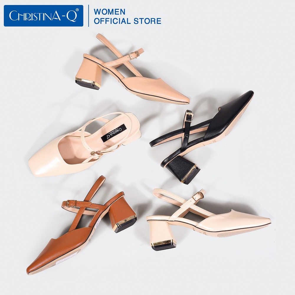 Giày nữ cao gót bít mũi vuông ChristinA-Q GBV080