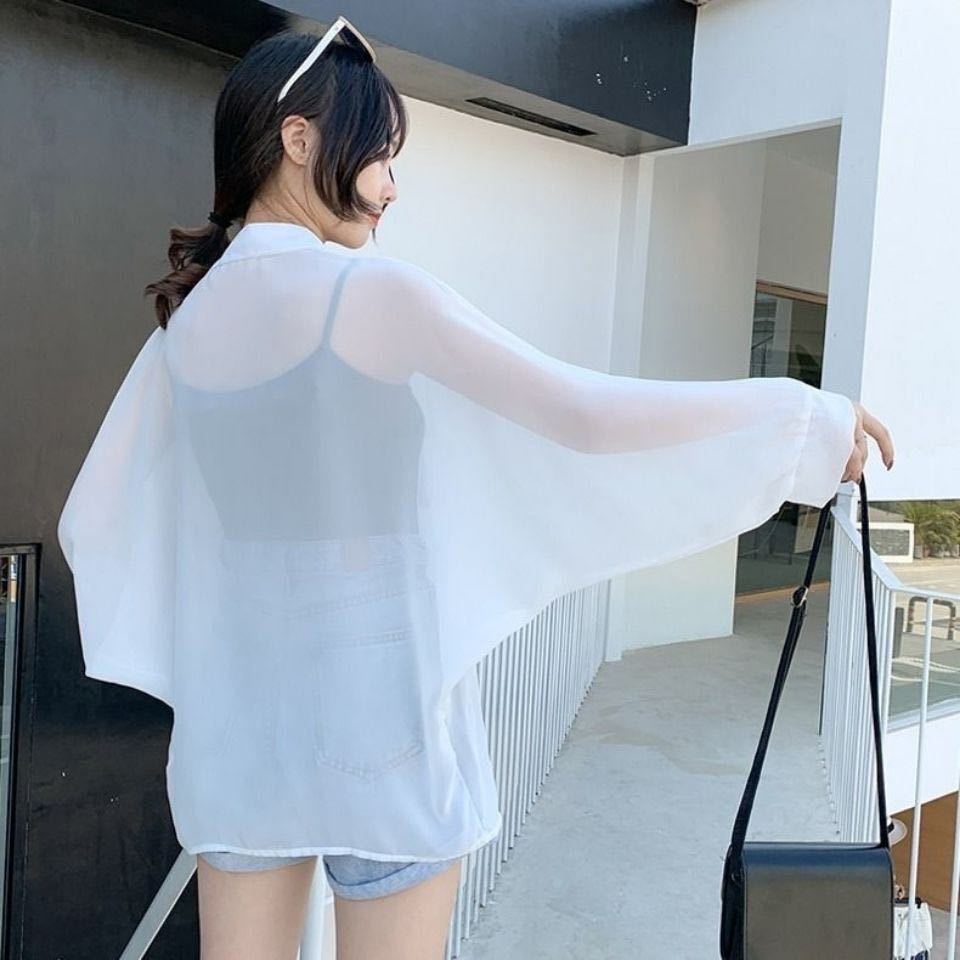 AMOI Áo Sơ Mi Khoác Ngoài Vải Voan Mỏng Dáng Rộng Thời Trang Trẻ Trung Cho Nữ