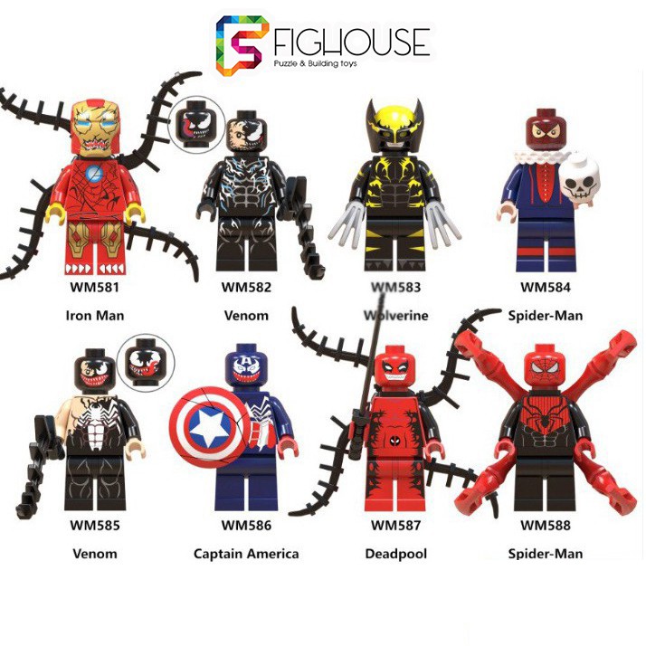 Xếp Hình Minifigures Siêu Anh Hùng Captain Iron Man Venom - Đồ Chơi Lắp Ráp non-lego WM6044 [B8]