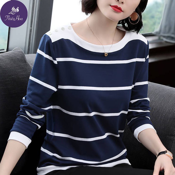 Áo Thun Cotton Sọc Ngang Trẻ Trung Thiều Hoa P24