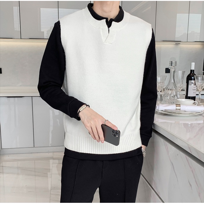 Áo Khoác Ghi Lê Cổ Chữ V Màu Trơn Đơn Giản Thời Trang Dành Cho Nam Nữ Simple Fashion áo vest nam bigsize Hàn Quốc áo cardigan nam from rộng