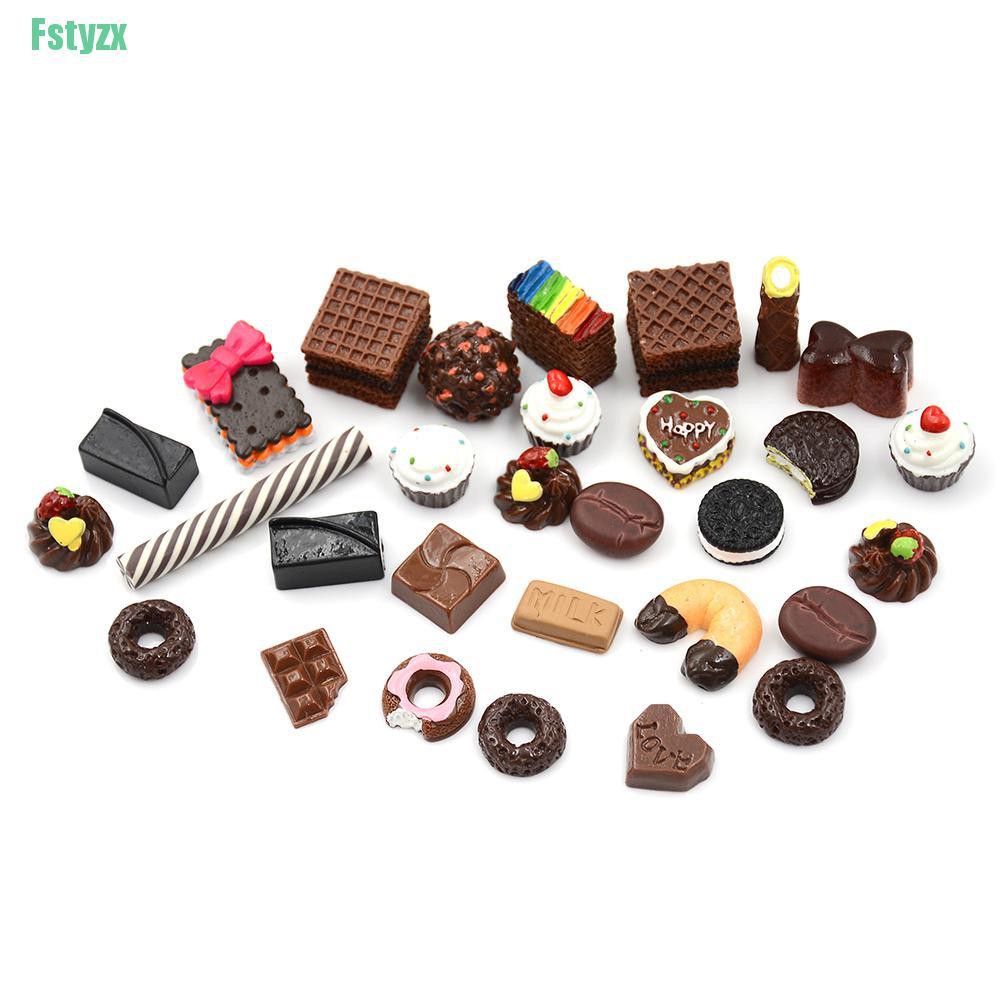 fstyzx 30Pcs 1:12 Dollhouse Miniature Food Home Craft Ornament Doll Dessert Kids Toy