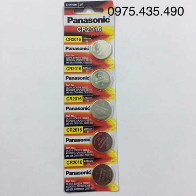 Pin CR2016 Panasonic 3V Lithium Vỉ 5 Viên