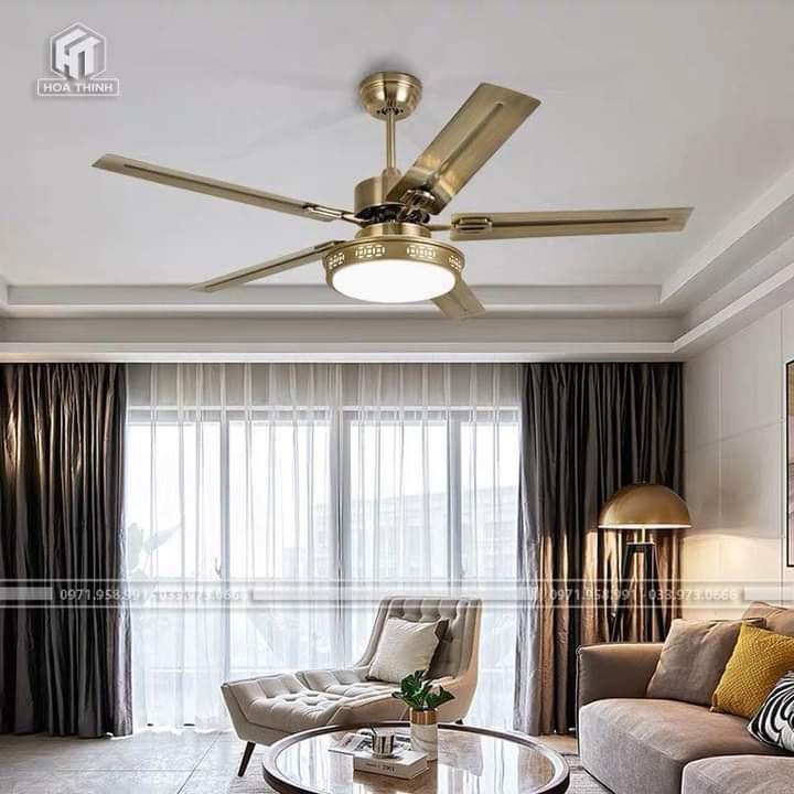 Quạt Trần Có Đèn LED, Có Điều Từ Xa Động Cơ DC 2 Chiều Gió Tiết Kiệm Điện - Công Xuất 90W
