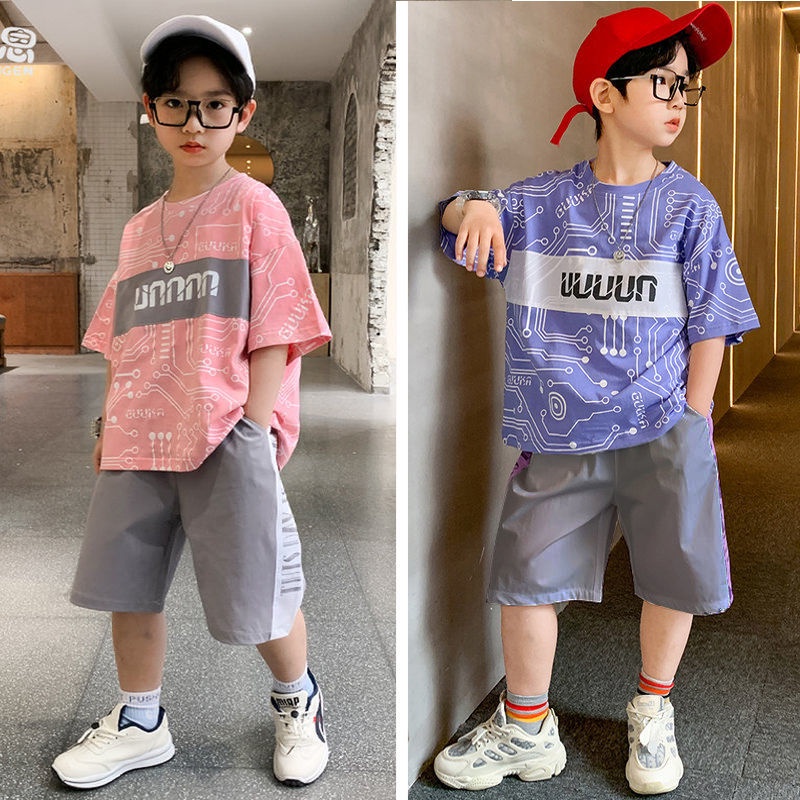 Set Đồ Mùa Hè 2 Món Gồm Áo Thun + Quần Dài Cho Bé Trai 3-4 - 5-6 - 7-8 - 9-10 - 11-12 Tuổi