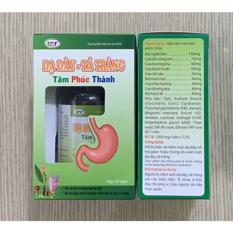 DẠ DÀY - TÁ TRÀNG Tâm Phúc Thành - Hộp 30 Viên - Chống viêm loét dạ dày, tá tràng, ổn định đường tiêu hóa