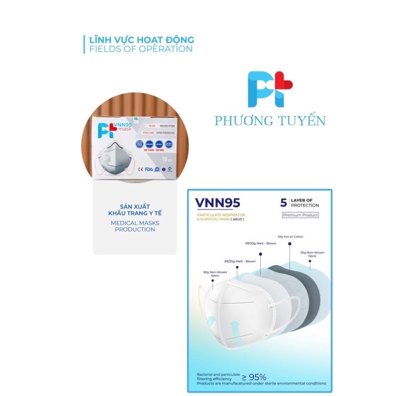 Khẩu trang VNN95 PtMASK có van | BigBuy360 - bigbuy360.vn