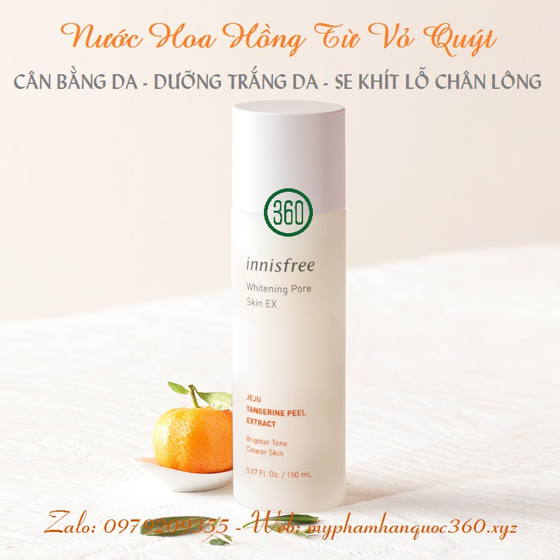 [mẫu mới] Nước Hoa Hồng Trắng Da, Se Lỗ Chân Lông - Innisfree Brightening Pore Skin 150ml