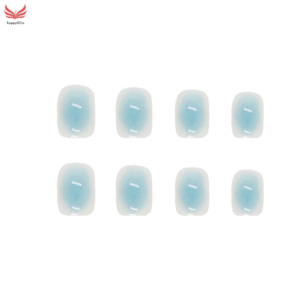 Bộ 24 Móng Chân Giả Ngắn Màu Xanh Da Trời Gradient Cho Nữ / Phụ Nữ / Bé Gái / Móng Tay Nhấn Trang Trí DIY