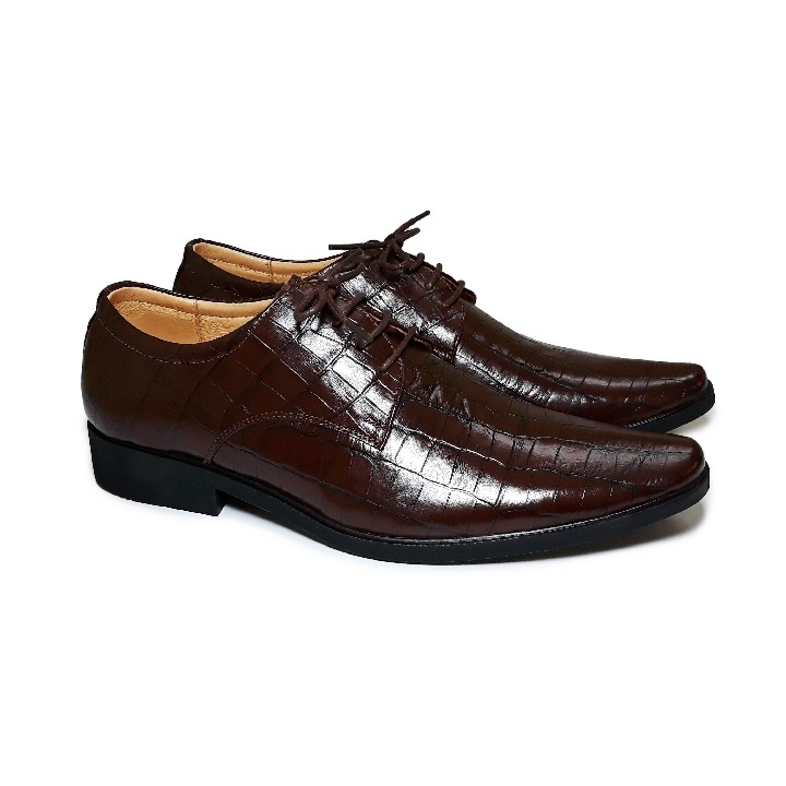 Giày Tây Nam Công Sở Happyshoes Da Bò Thật Vân Cá Sấu HS019