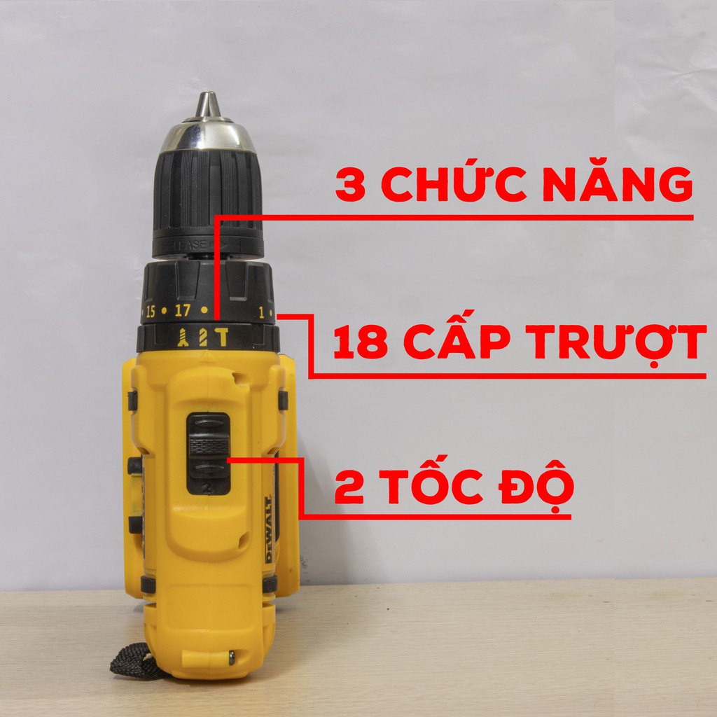 [TẶNG BỘ PHỤ KIỆN 22 CHI TIẾT] Máy khoan pin cầm tay DEWALT 24v có búa - khoan 3 chức năng - máy bắt vít - pin 5 cell