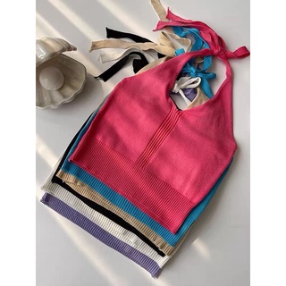 Áo croptop cổ tròn nữ tính chất liệu len mềm mại