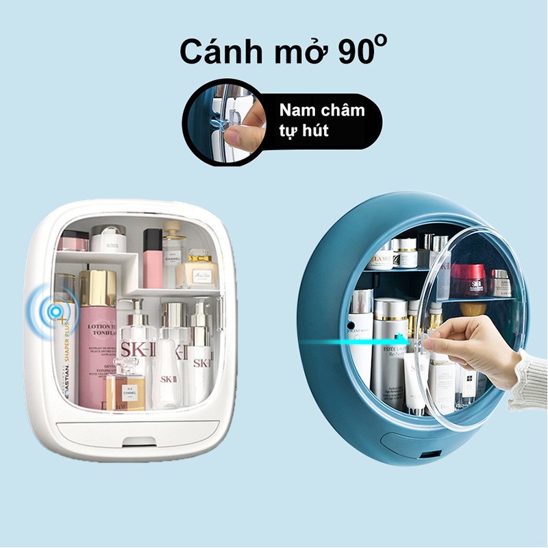 Kệ Đựng Mỹ Phẩm Treo Tường Nhà Tắm Chống Nước Có Nắp miếng dán chắc chắn