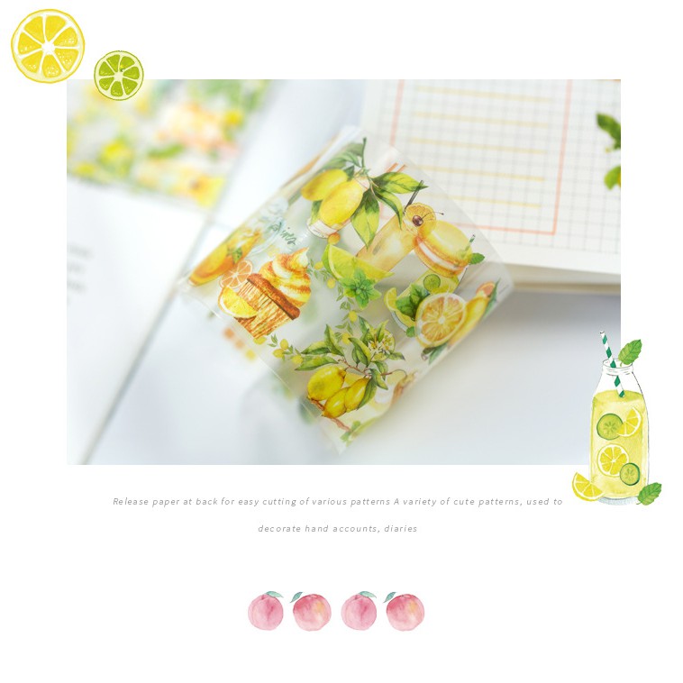 [TẶNG TẤM CHIẾT TAPE] Băng dính trái cây trong suốt dạng tấm WT302