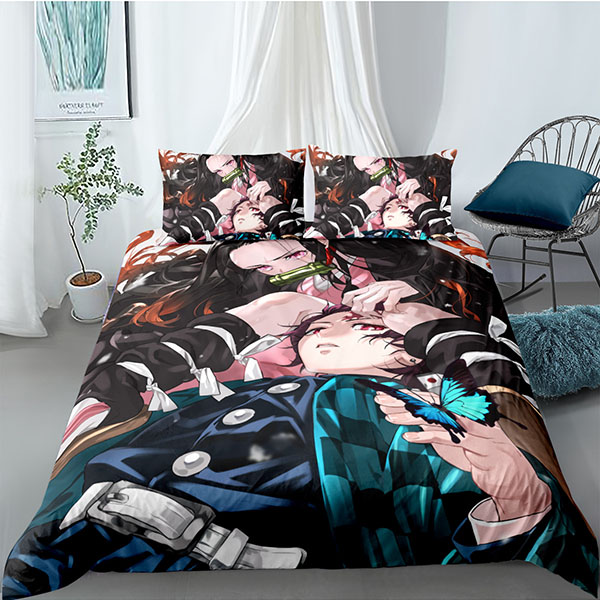 Bộ vỏ gối chăn và ga giường in hình nhân vật anime Demon slayer
