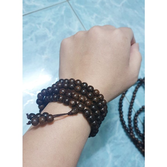 Tràng 108 hạt gỗ mân tự nhiên (mun đuôi công) 6ly