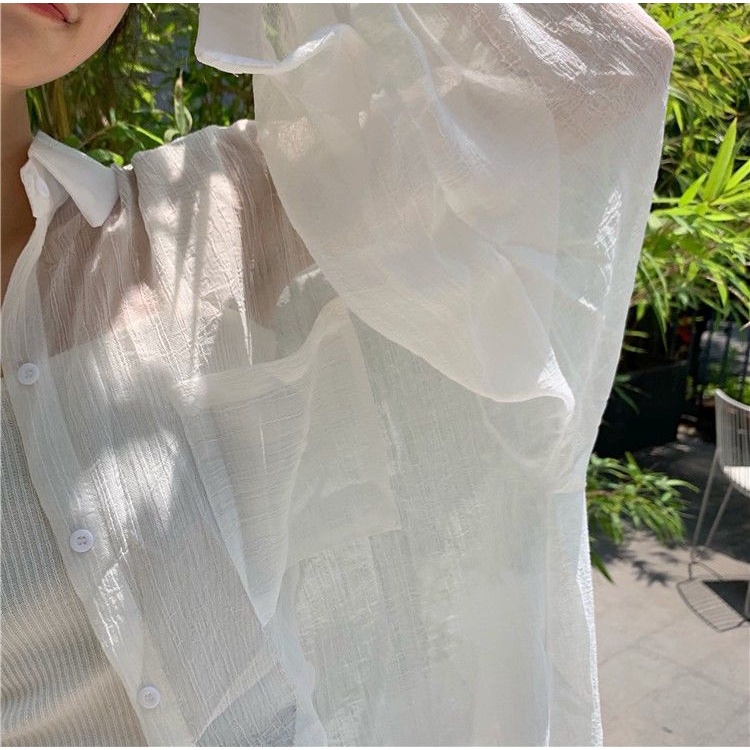 Áo Khoác Chiffon Dài Tay Dáng Rộng Phong Cách Hàn Quốc Thời Trang Mùa Hè Cho Nữ