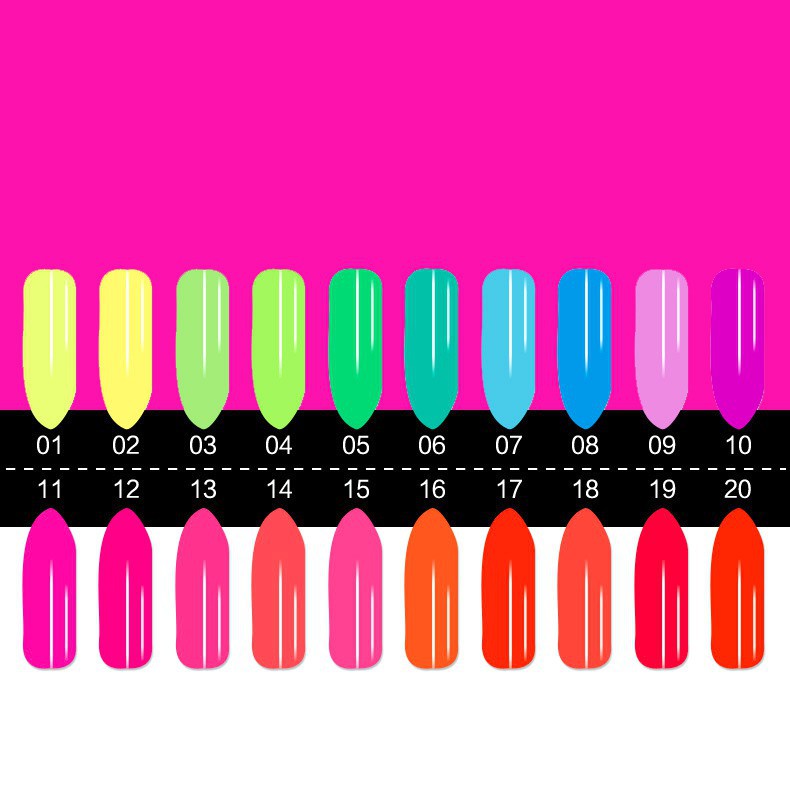 Gel Sơn Móng Tay Dạ quang quẻ cá tính Cho Nữ Me 8ml-Sơn Móng Tay Màu Dạ quang đãng không Độc Hại 20 Màu ch