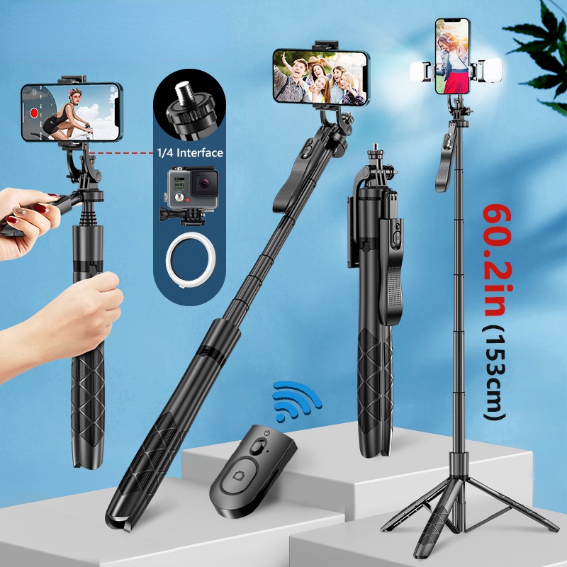 2 ánh sáng lấp đầy L16 Gậy tự sướng cầm tay chân máy gimbal cầm tay Chân đế có thể gập lại cho Máy ảnh hành động Gopro Điện thoại thông minh Cân bằng ổn định Chụp trực tiếp