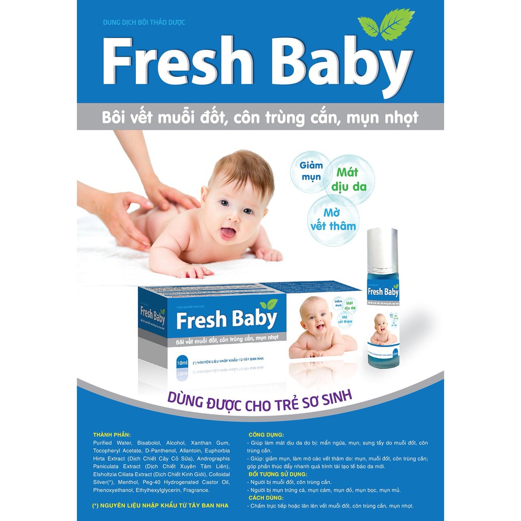 lăn trị muỗi đốt côn trùng cắn fresh baby