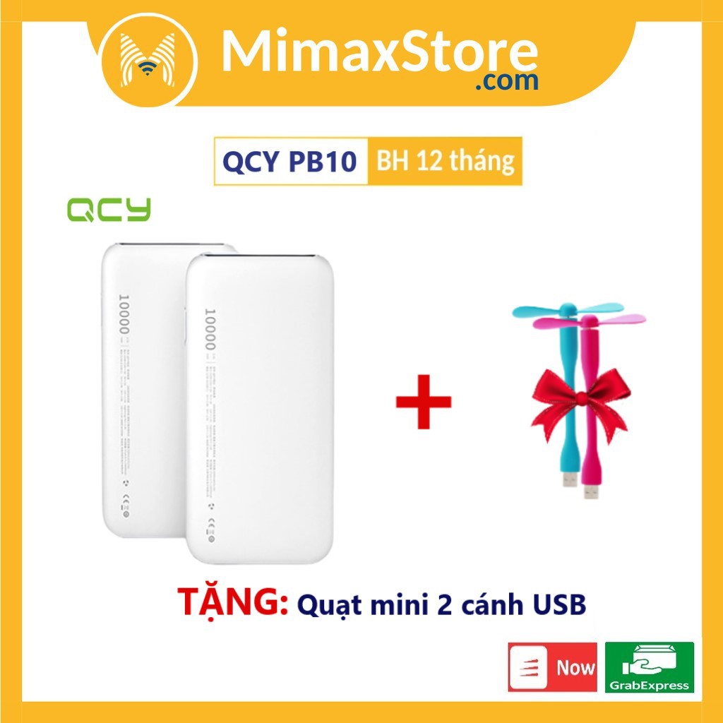 Pin Sạc Dự Phòng QCY PB10 10000mAh PD18W USB-C Power Bank | Bảo Hành 12 Tháng