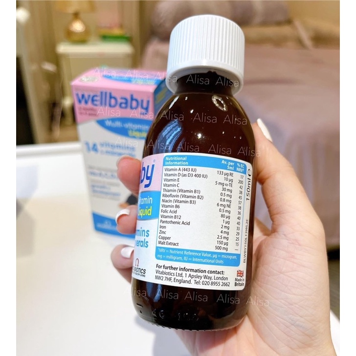 Vitamin tổng hợp cho bé Wellbaby (6 tháng - 4 tuổi)/Wellkid (4-12 tuổi) Multivitamin Liquid, Anh (150ml) - ALISA