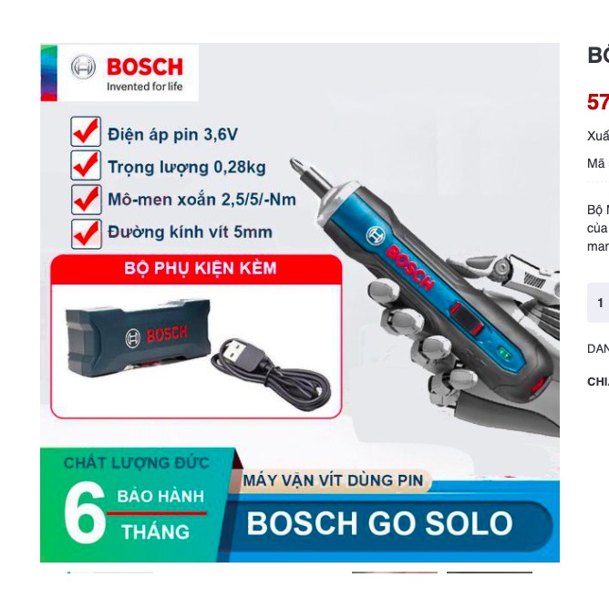 BỘ VẶN VÍT BOSCH GO (SOLO)