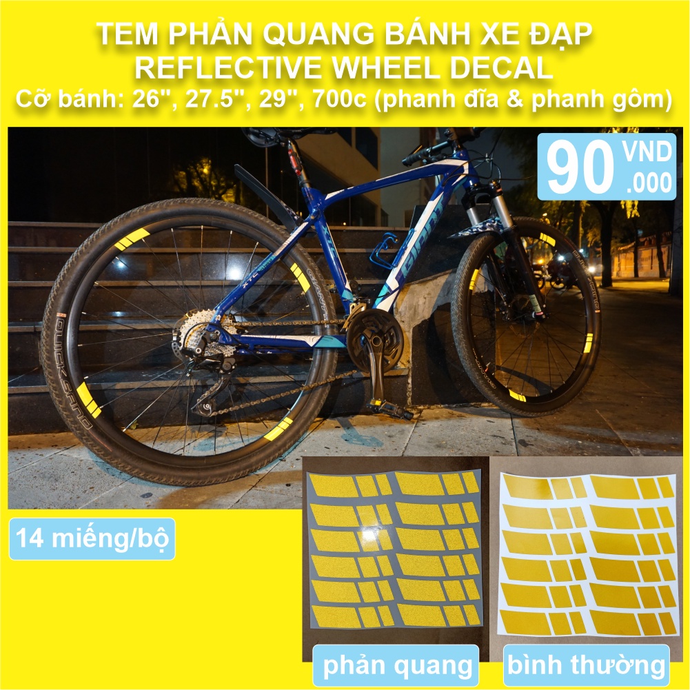 Tem decal phản quang bánh xe đạp địa hình - đường trường - touring - đường phố Racer | Tem phản quang xe đạp | CycleWrap