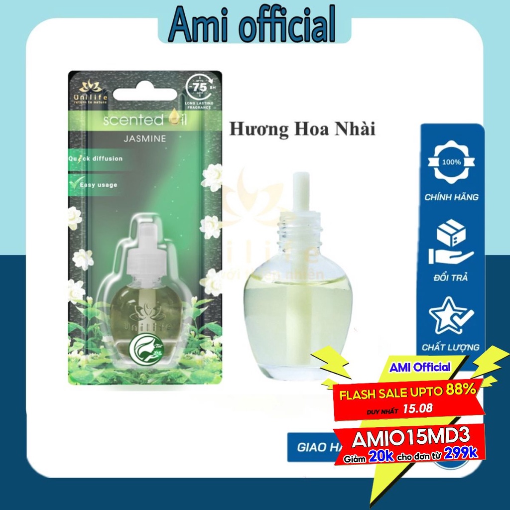 Tinh dầu thiên nhiên Unilife , Tinh dầu xông phòng hương Hoa Nhài, khử mùi hôi, thơm nhẹ nhàng, chai 30ml