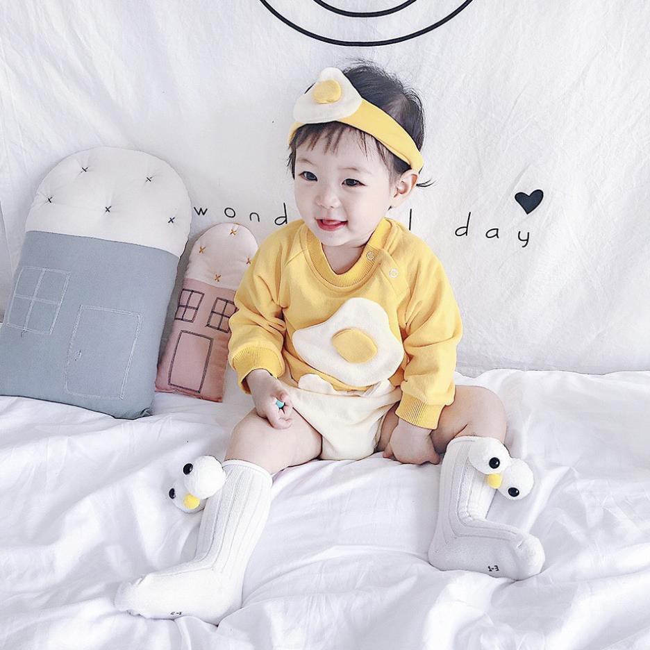 Set body trứng ốp la kèm turban xinh xắn cho bé gái- hàng loại 1 không phải loại 2