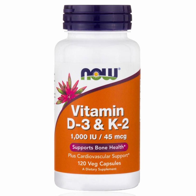 D-3 K-2 Now Vitamin D3 1000IU & K2 45mcg hỗ trợ xương khớp, tăng miễn dịch 120 viên