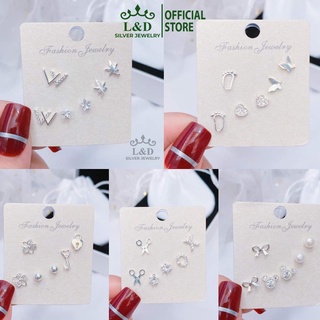 Combo 3 đôi bông tai bạc ta, khuyên tai bạc ta nhỏ xinh xắn - L&D Jewelry