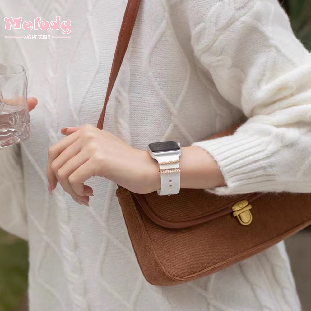 Dây Đeo Silicone Đính Kim Cương Giả Cho Đồng Hồ Thông Minh Apple watch iWatch/Galaxy watch 4/Classic/3