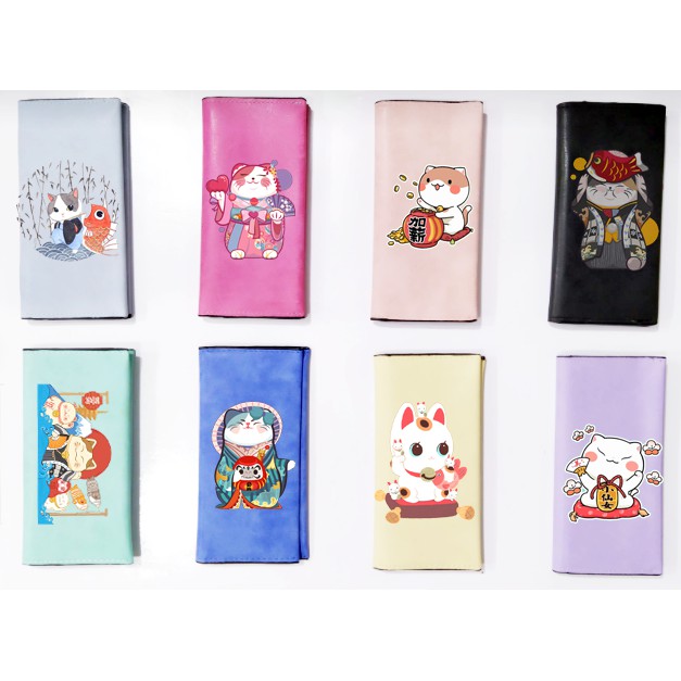 Ví jinbeisan da lộn dạng dài VLDI23 bóp cầm tay mèo may mắn maneki neko