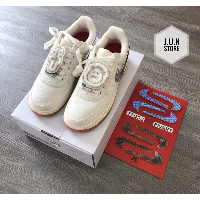 GIÀY AF LOW TRAVIS SCOT SAil TRẮNG BẠC LAI AU [ FULL BOX + FREE SHIP ]